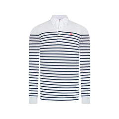 Camiseta Polo Blanca Rayas Azules Manga Larga Brooks Brothers CM00155