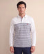 Camiseta Polo Blanca Rayas Azules Manga Larga Brooks Brothers CM00155 - Blanco - Modelo plano americano lookbook