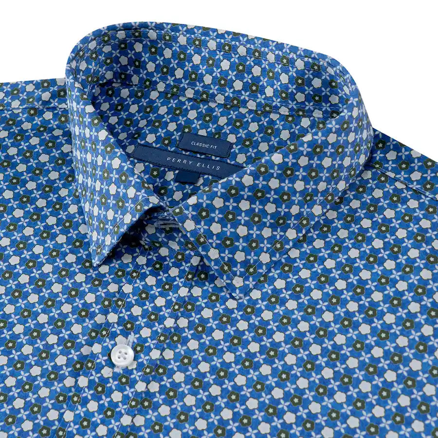 Camisa Sport Azul Classic Fit Perry Ellis CS00935