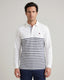 Camiseta Polo Blanca Rayas Azules Manga Larga Brooks Brothers CM00155 - Blanco - Modelo plano americano lookbook