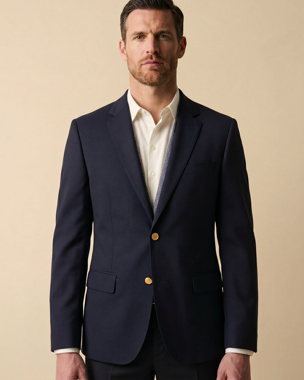 Saco Azul Oscuro Classic Fit Guy Laroche SA00034 - Azul Oscuro - Modelo plano americano lookbook