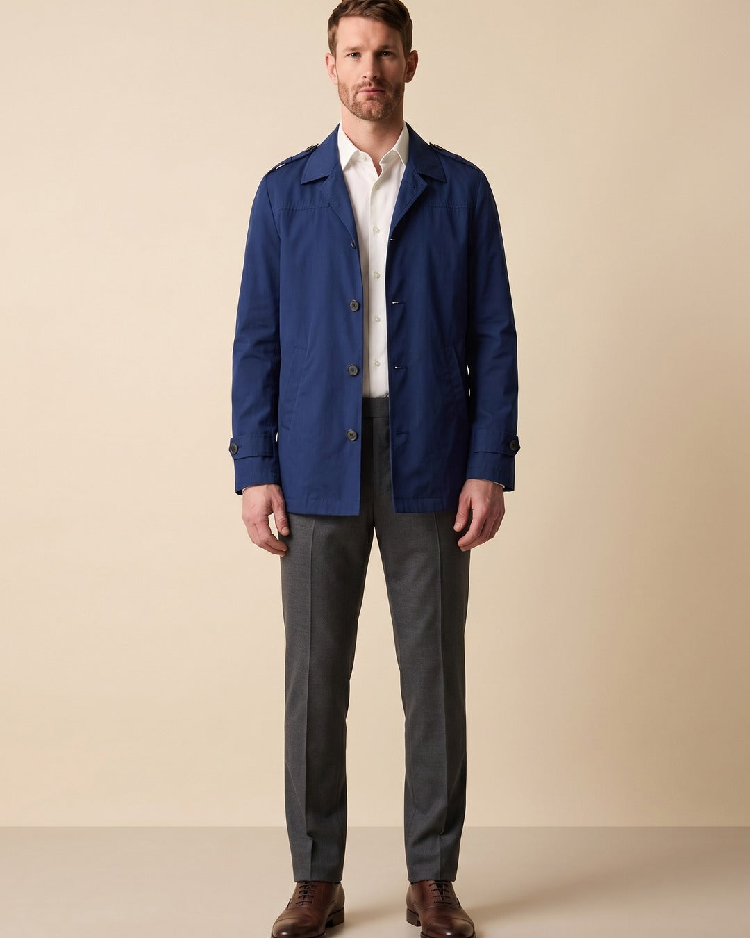 Chaqueta Perry Ellis CH00073 - Azul Rey - Modelo cuerpo completo