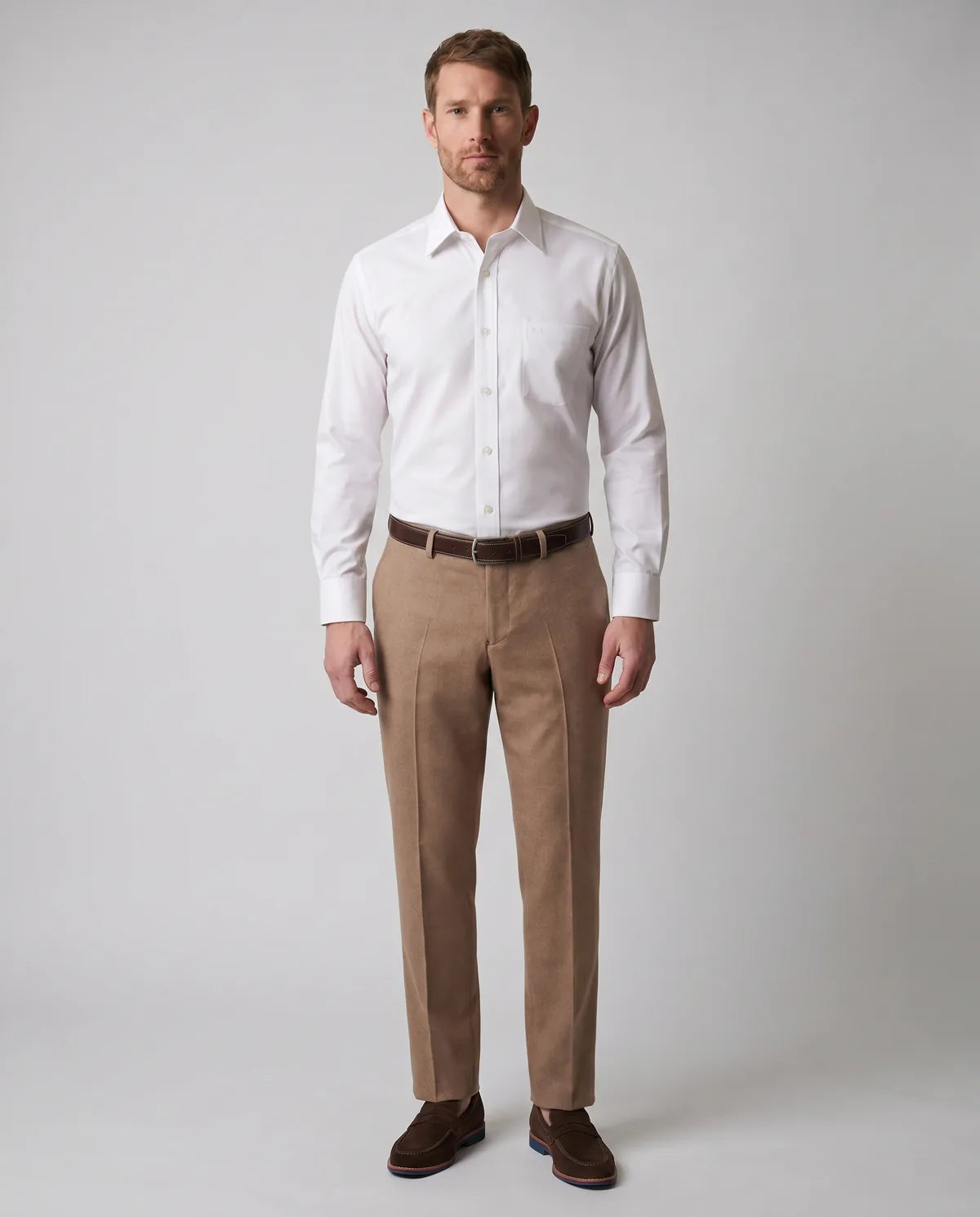 Camisa Formal Classic Fit Spread Collar Guy Laroche CC00001 - Blanco - Modelo cuerpo completo