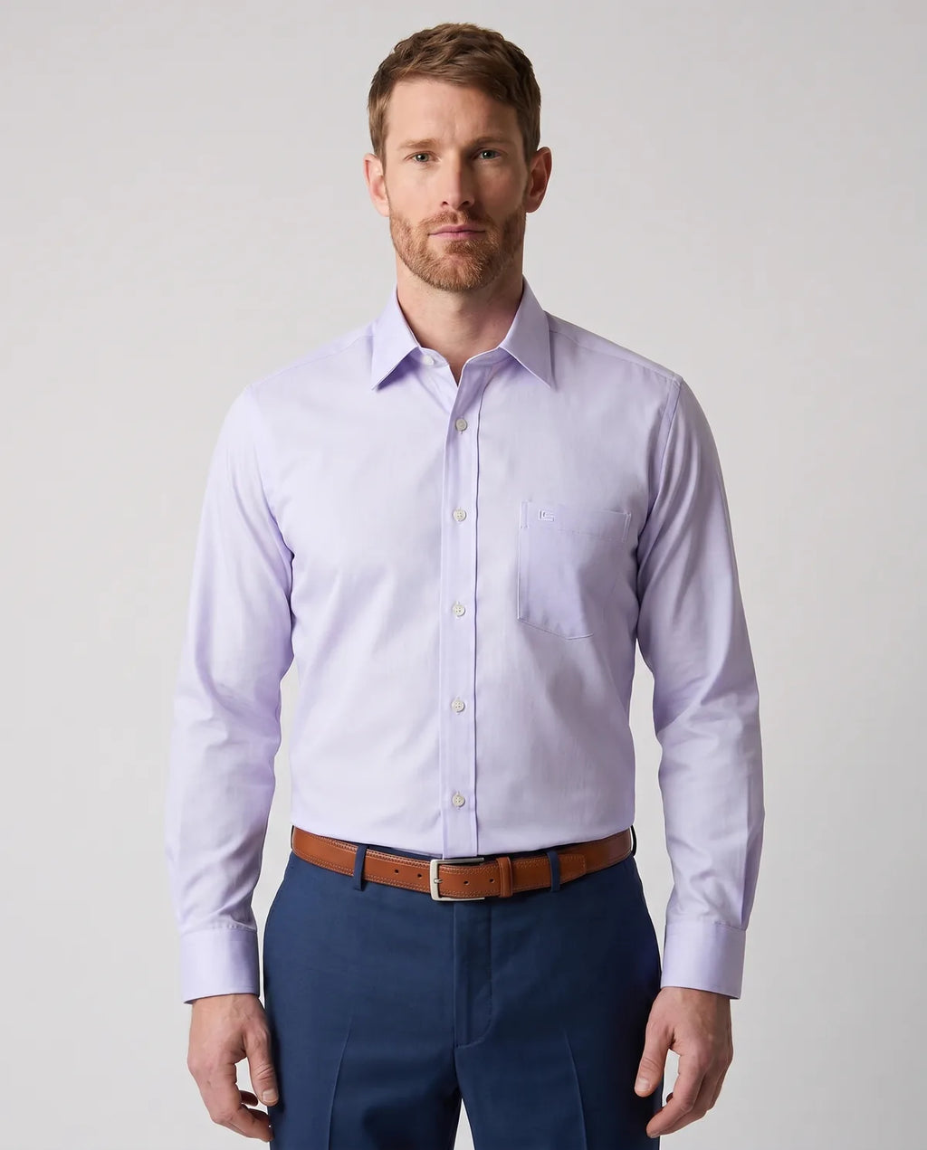 Camisa Formal Classic Fit Spread Collar Guy Laroche CC00001 - Lila - Modelo frente medio