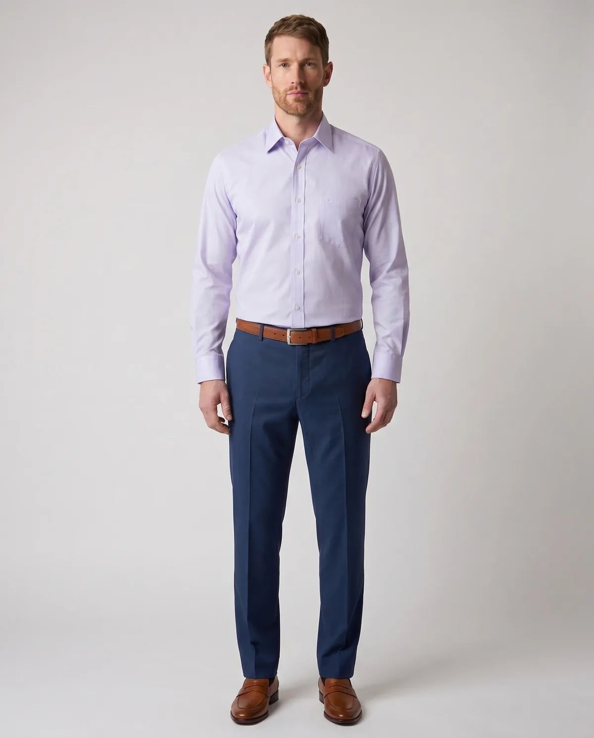 Camisa Formal Classic Fit Spread Collar Guy Laroche CC00001 - Lila - Modelo cuerpo completo