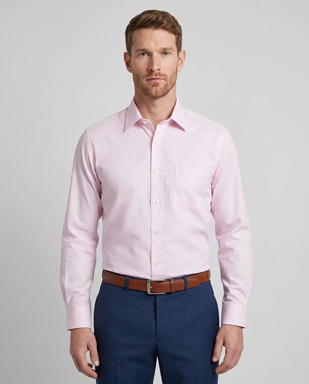 Camisa Formal Classic Fit Spread Collar Guy Laroche CC00001 - Rosa - Modelo frente medio