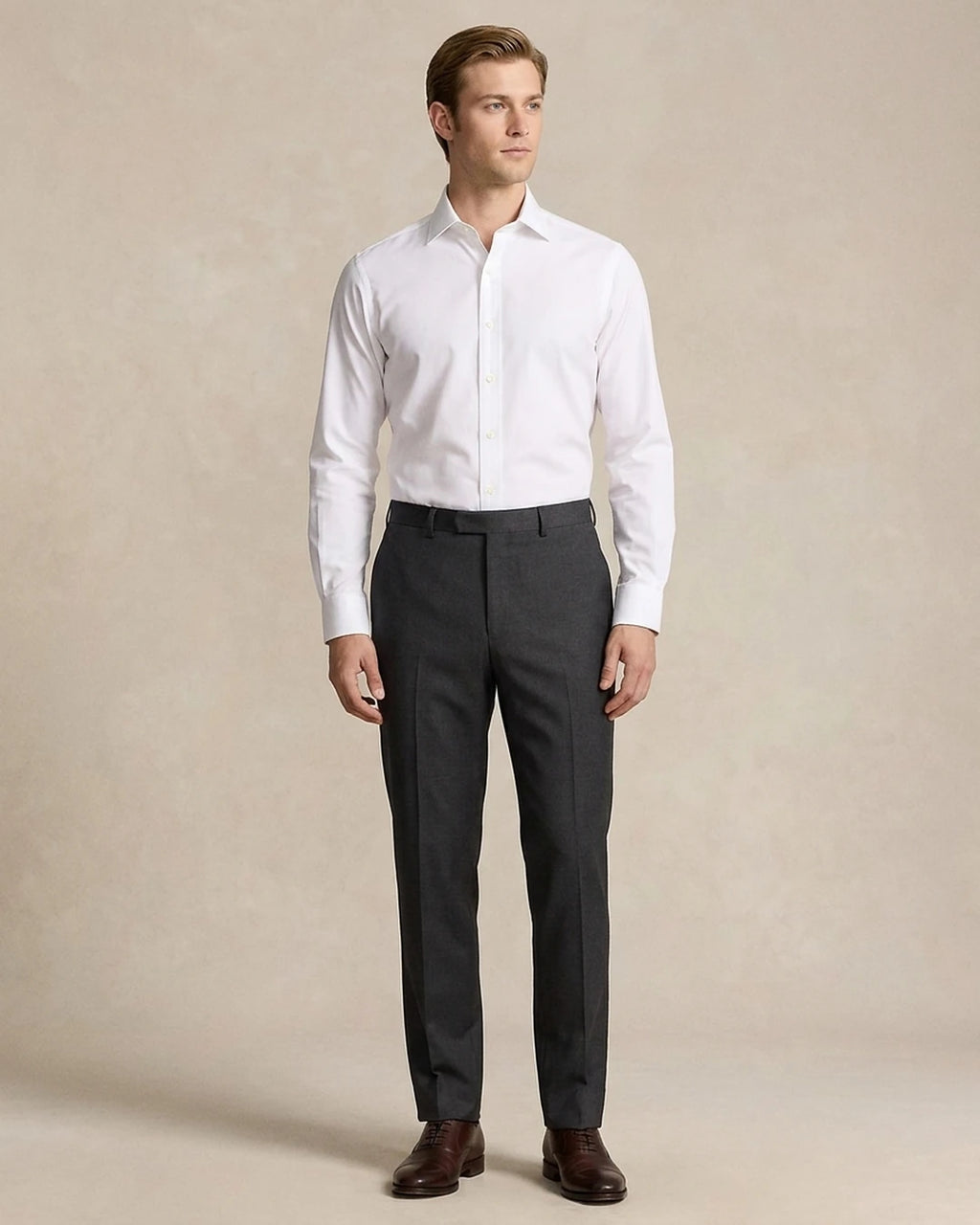 Camisa Formal Classic Fit Spread Collar Brooks Brothers CC00894GBB - Blanco - Modelo cuerpo completo