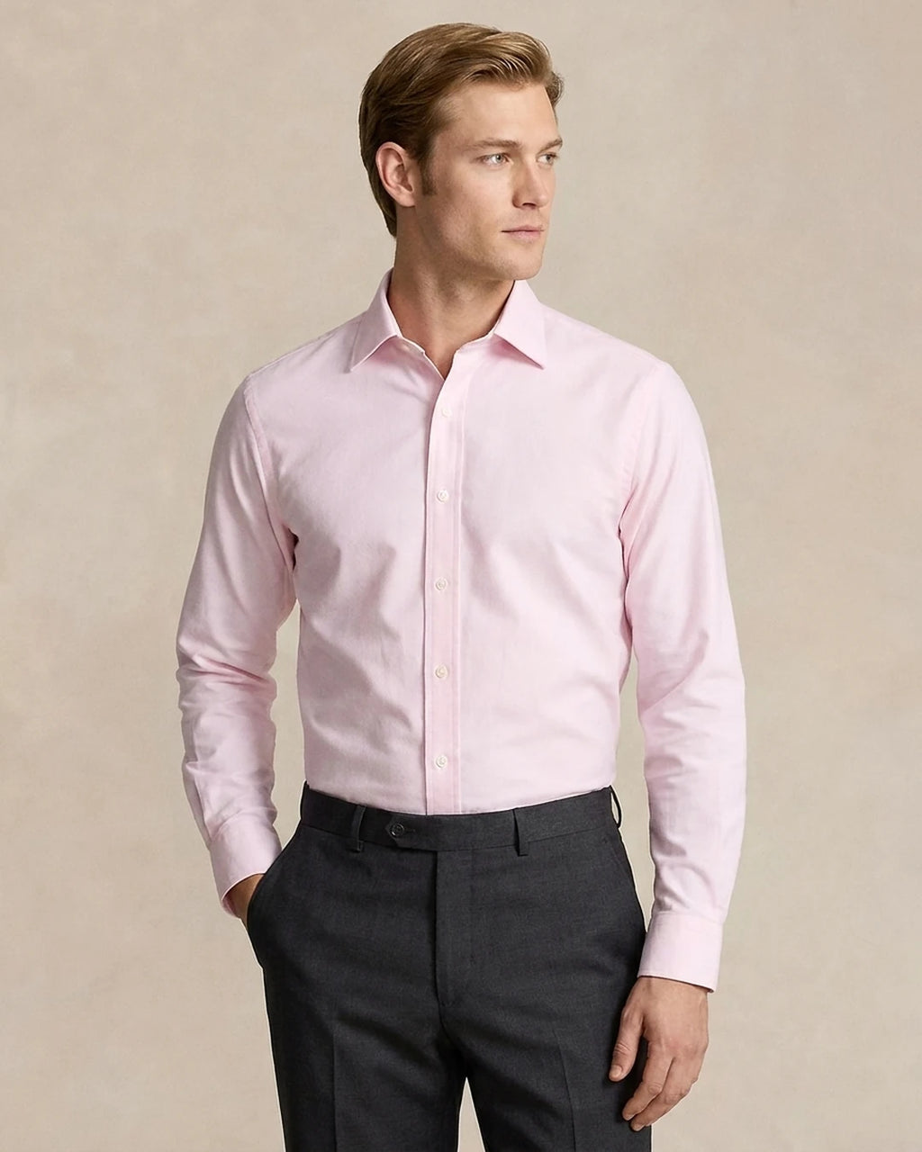 Camisa Formal Classic Fit Spread Collar Brooks Brothers CC00894GBB - Rosa - Modelo plano americano lookbook