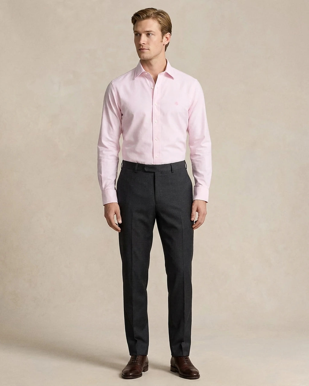 Camisa Formal Classic Fit Spread Collar Brooks Brothers CC00894GBB - Rosa - Modelo cuerpo completo