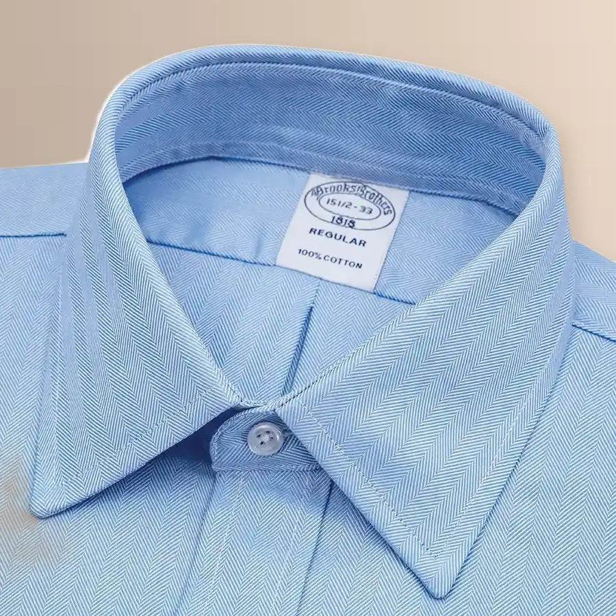 Camisa Formal Classic Fit Spread Collar Brooks Brothers CC00894GBB - Azul Medio - Detalle cuello