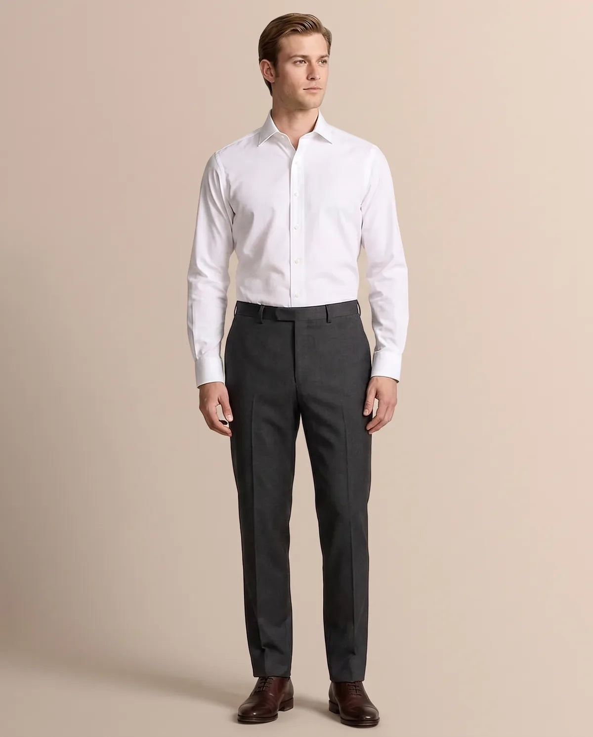 Camisa Formal Classic Fit Spread Collar Brooks Brothers CC00894GBB - Blanco - Modelo cuerpo completo