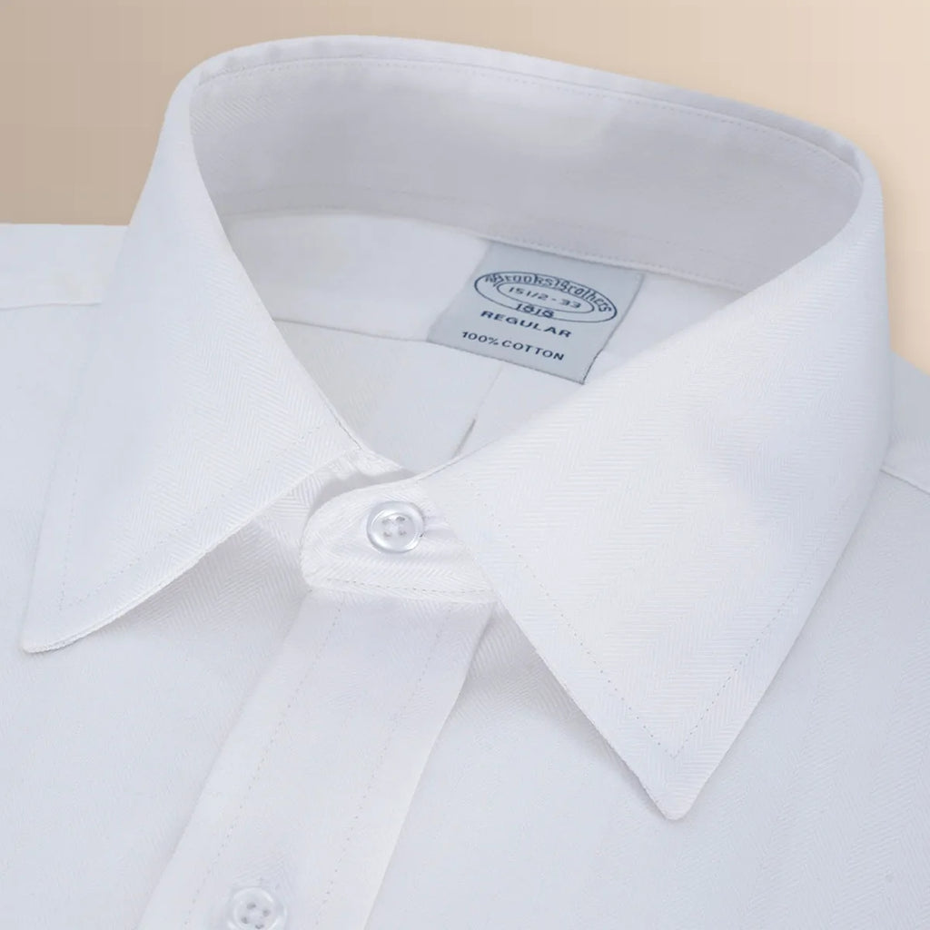 Camisa Formal Classic Fit Spread Collar Brooks Brothers CC00894GBB - Blanco - Detalle cuello