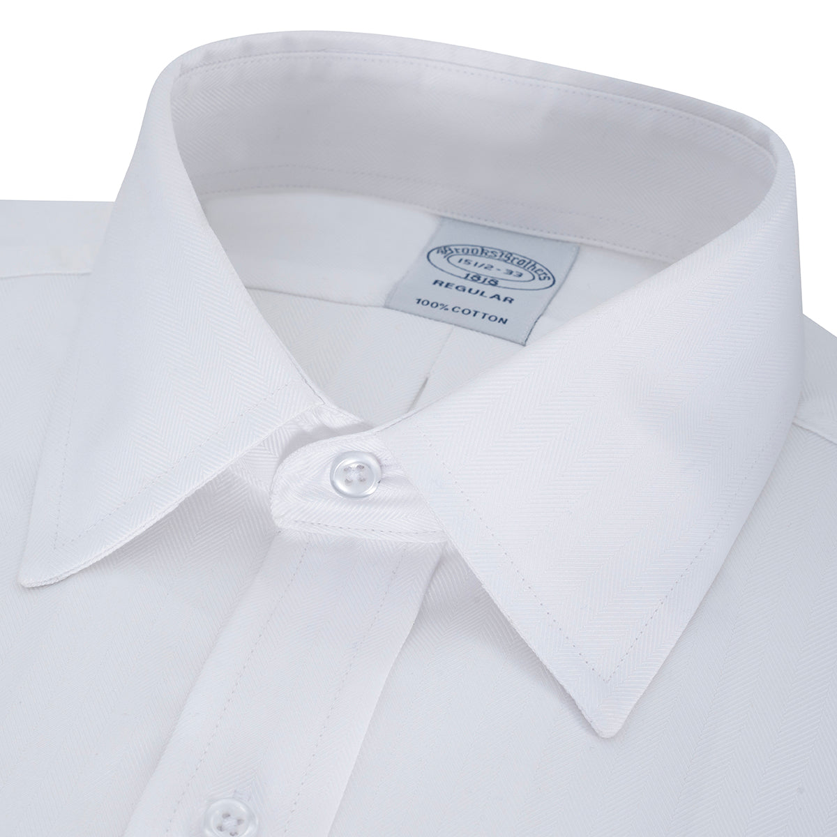 Camisa Formal Classic Fit Spread Collar Brooks Brothers CC00894GBB - Blanco - Detalle cuello