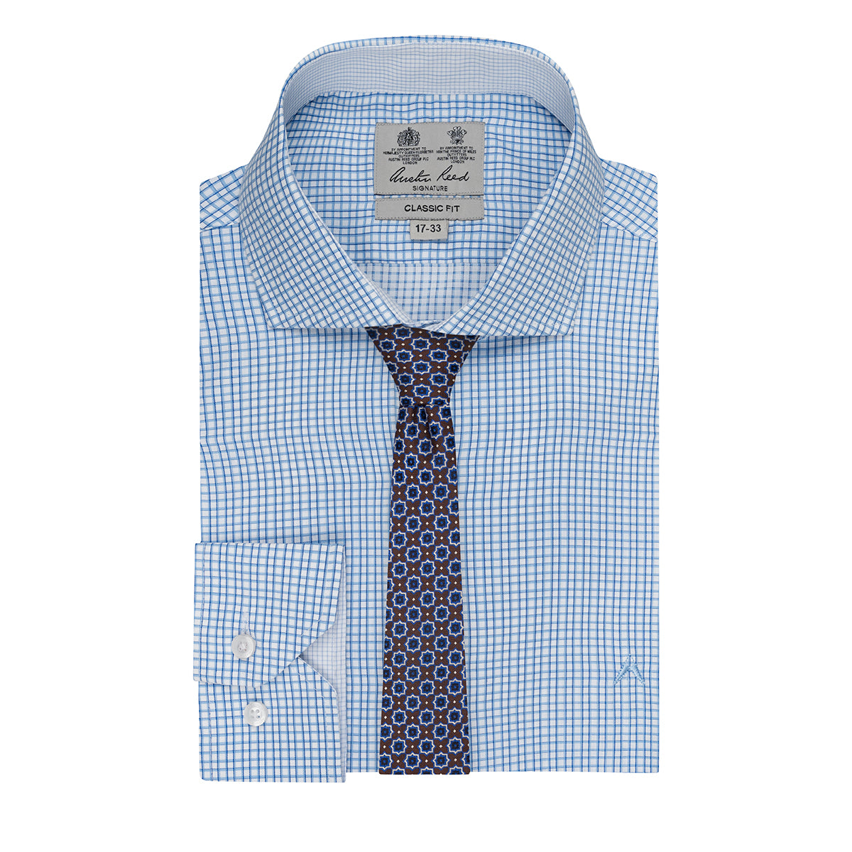Camisa formal a cuadros en color azul medio CC01066012