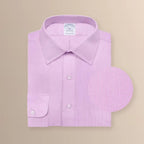 Camisa Formal Pinpoint Cuello Spread Classic Fit Wrinkle Resistant Brooks Brothers CC01074 - Lila - Detalle cuello