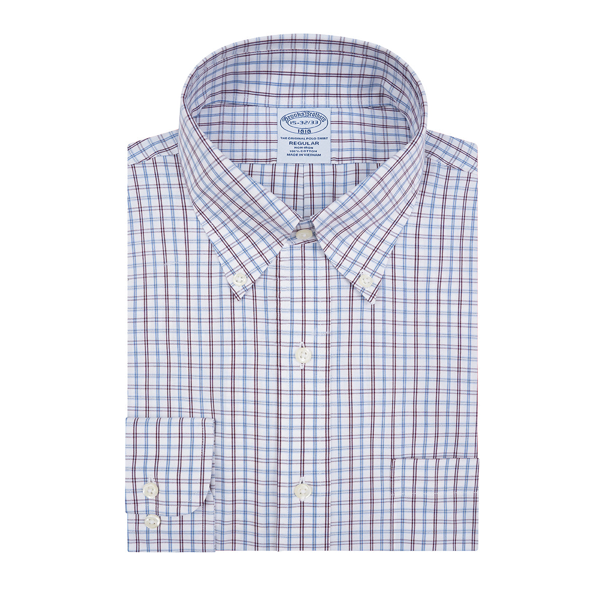 Camisa Calle Cuadros Azul Button Down Collar Classic Fit Brooks Brothers CC01080