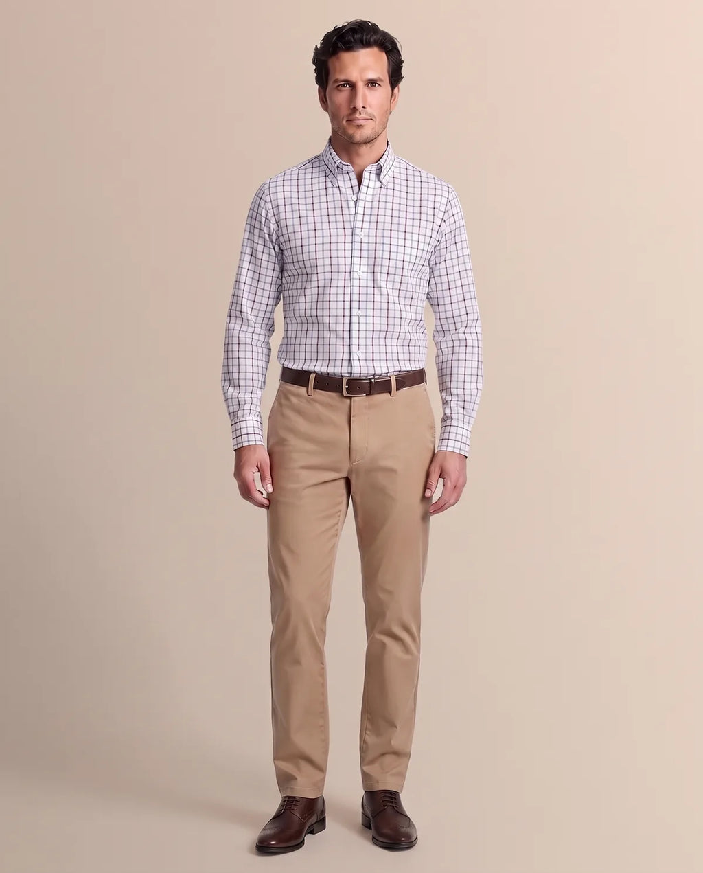 Camisa Formal Cuadros Button Down Brooks Brothers CC01080 - Cuadros Azul - Modelo cuerpo completo