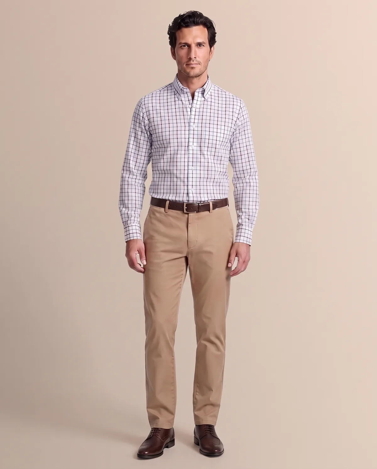 Camisa Formal Cuadros Button Down Brooks Brothers CC01080 - Cuadros Azul - Modelo cuerpo completo Imagen principal del producto