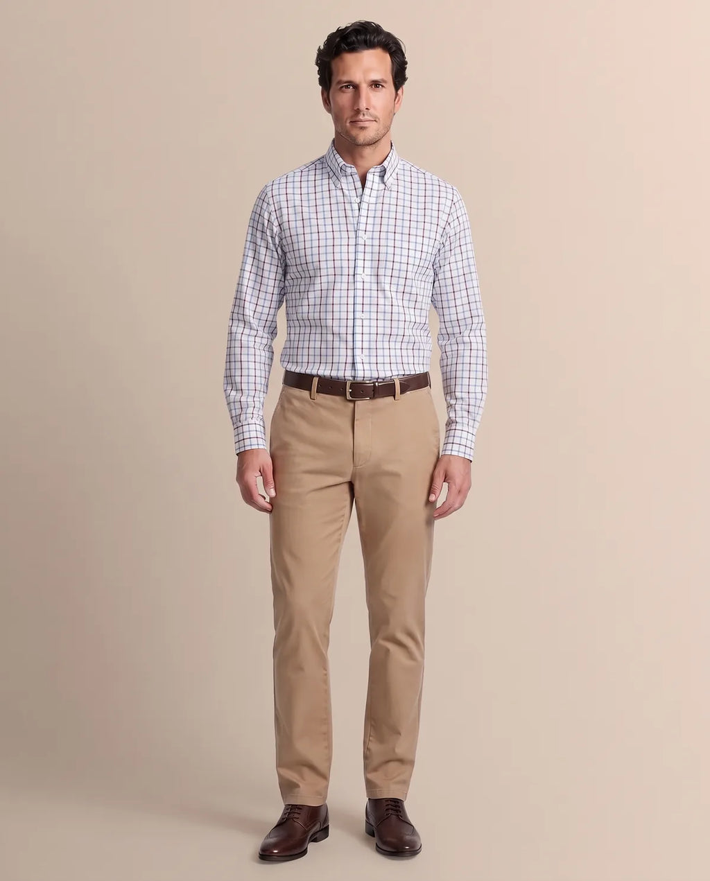 Camisa Formal Cuadros Button Down Brooks Brothers CC01080 - Cuadros Azul - Modelo plano americano lookbook