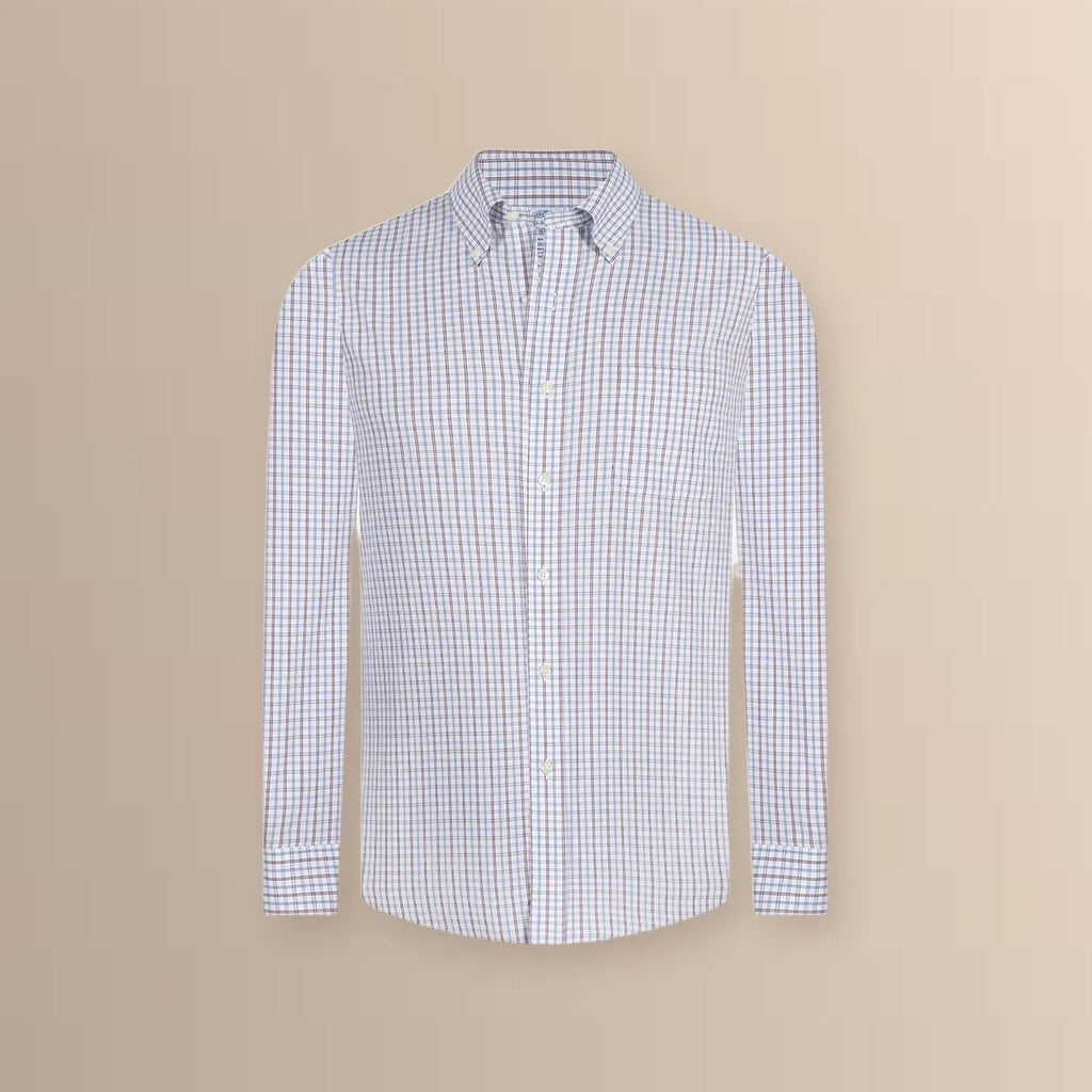 Camisa Formal Cuadros Button Down Collar Classic Fit Wrinkle Resistant Brooks Brothers CC01080 - Frente ghost mannequin