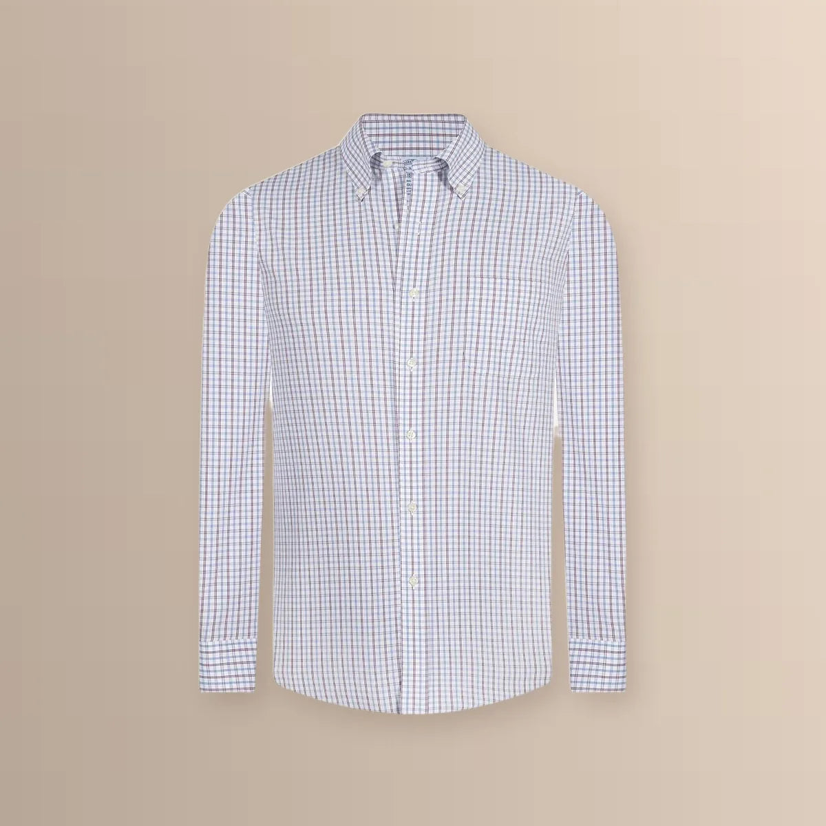 Camisa Formal Cuadros Button Down Collar Classic Fit Wrinkle Resistant Brooks Brothers CC01080 - Frente ghost mannequin