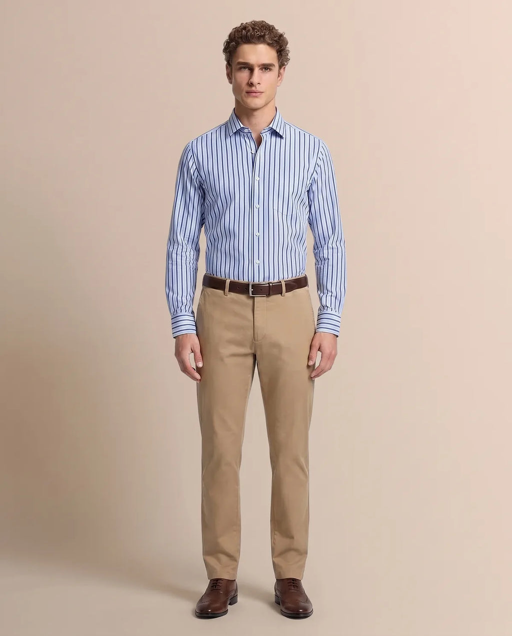Camisa Formal Rayas Brooks Brothers CC01082 - Azul Rayas - Modelo cuerpo completo
