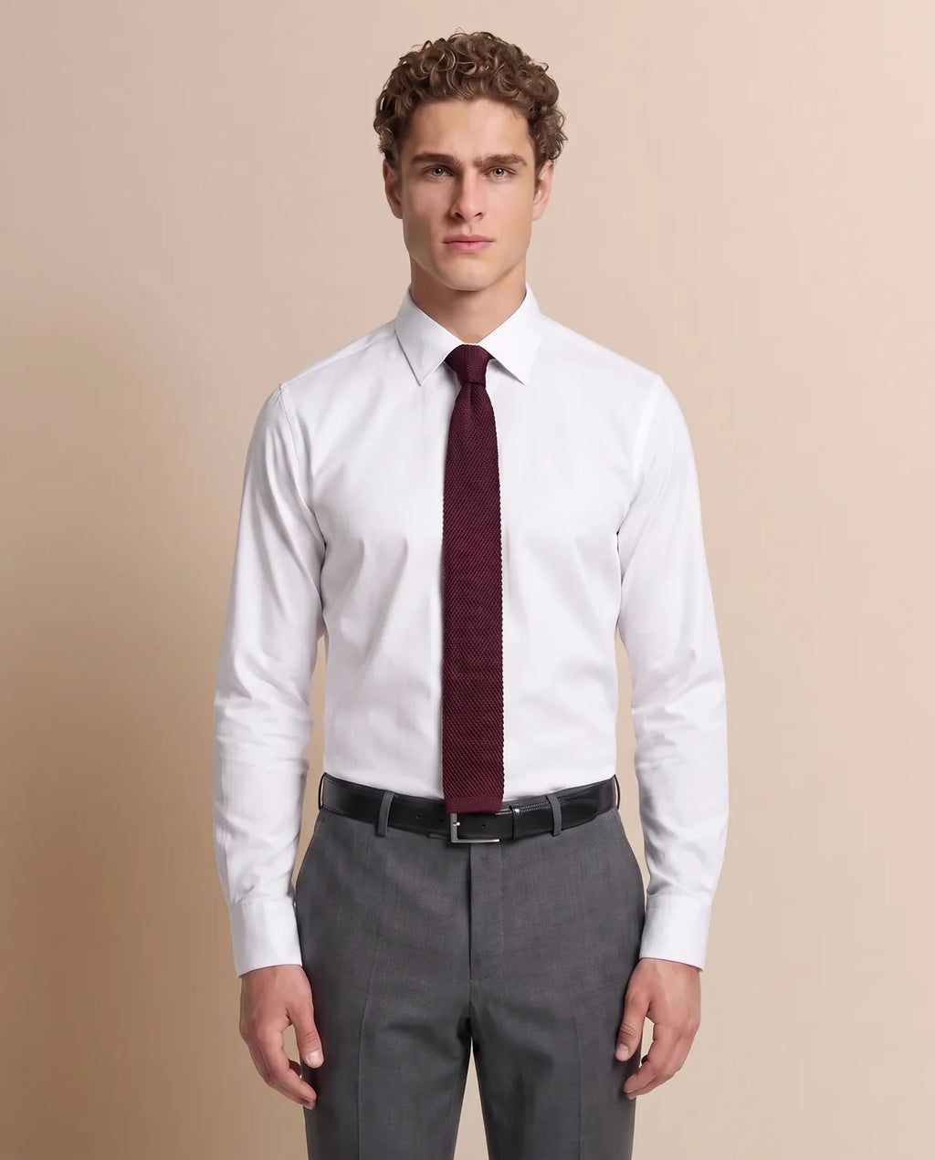 Camisa Formal Pinpoint Spread Brooks Brothers CC01085 - Blanco - Modelo plano americano lookbook