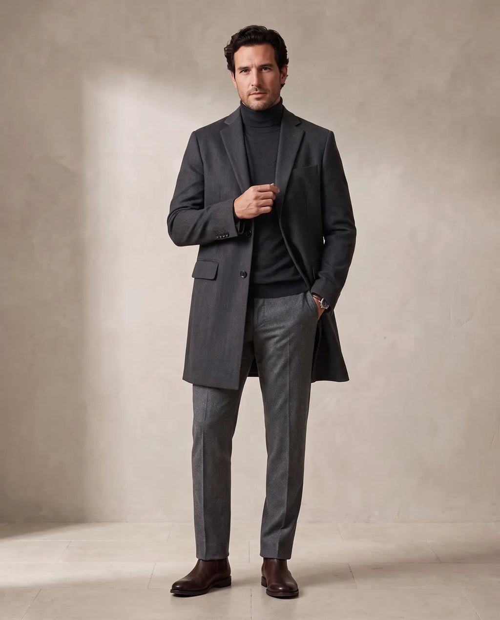 Chaqueta Perry Ellis CH00125 - Gris Oscuro - Modelo plano americano lookbook