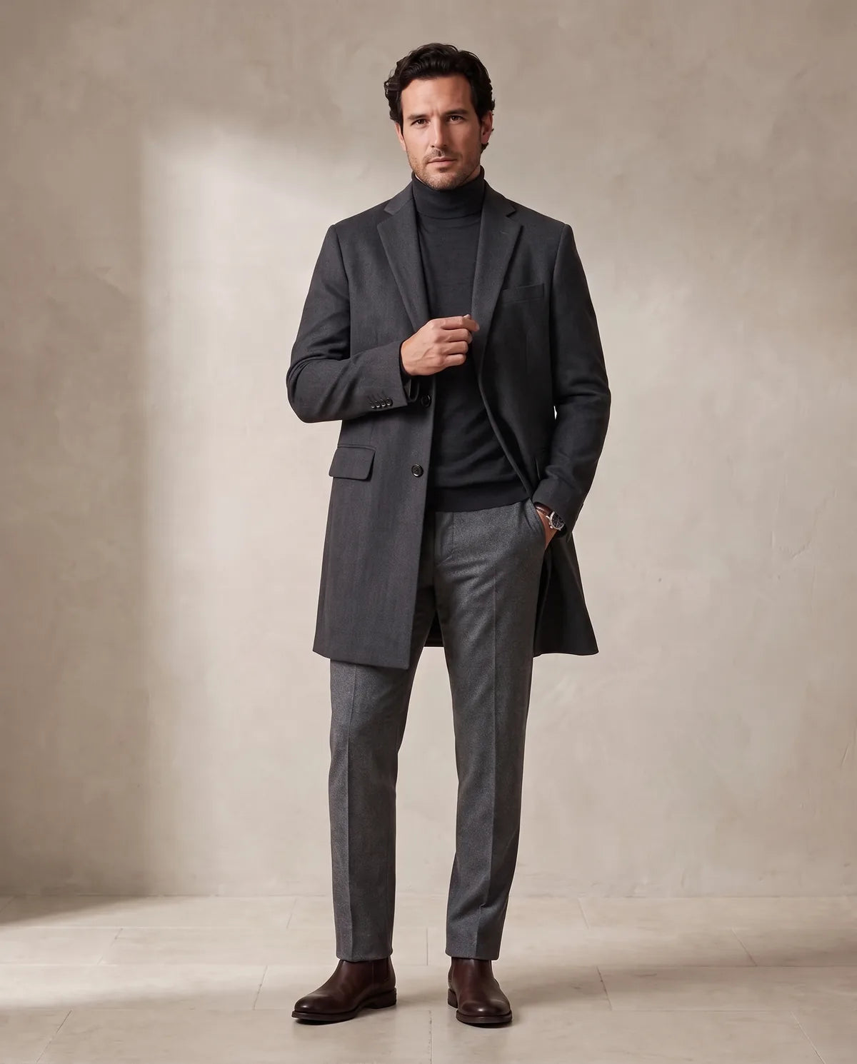 Chaqueta Perry Ellis CH00125 - Gris Oscuro - Modelo plano americano lookbook