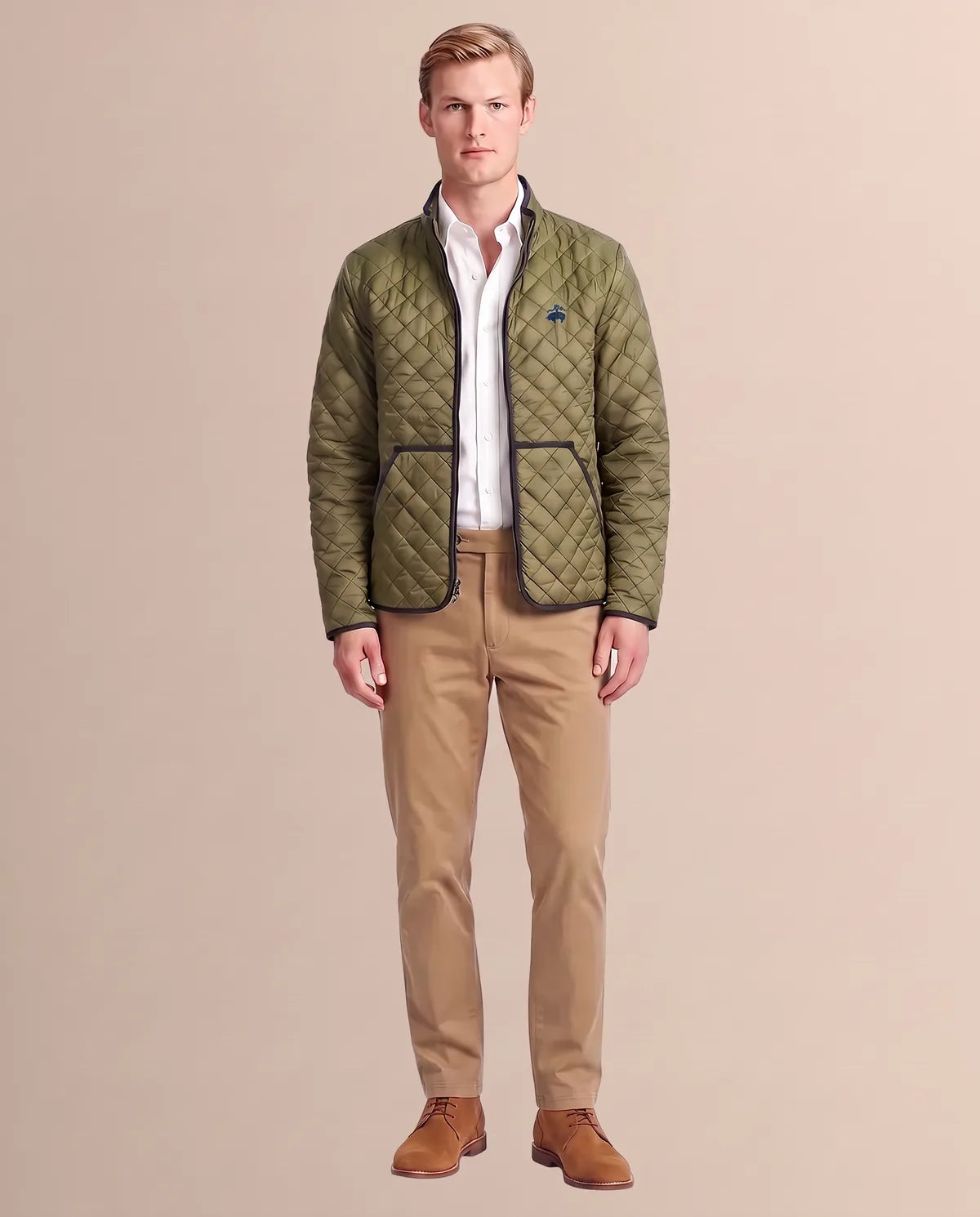 Chaqueta Acolchada (Diamond Liner) Brooks Brothers CH00133 - Verde Medio - Modelo cuerpo completo Imagen principal del producto