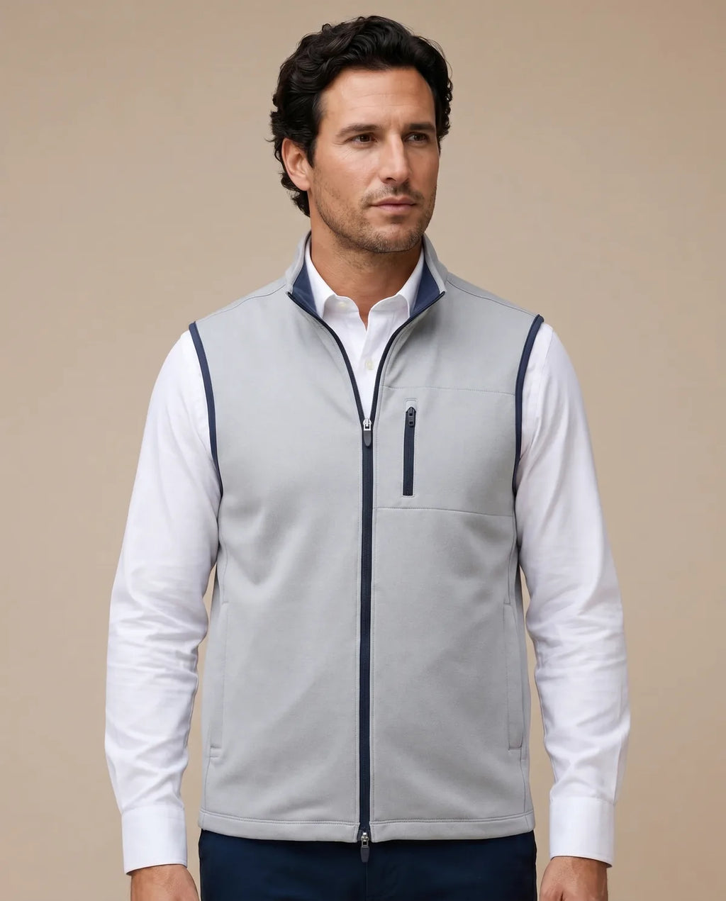 Chaleco Brooks Brothers Performance - Gris Claro - Modelo 1