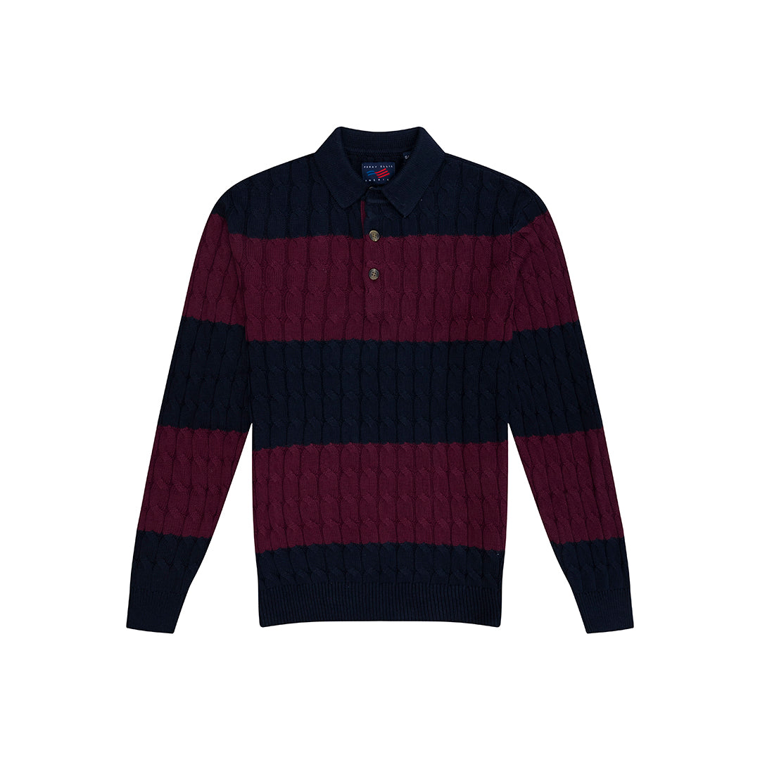 Sweater con botones en algod¢n color vinotinto Perry Ellis - SW00132151