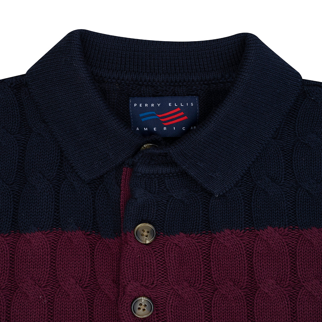 Sweater con botones en algodón color vinotinto Perry Ellis - SW00132151