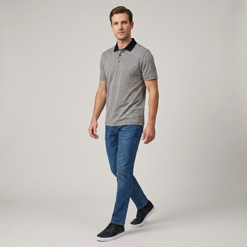 Camiseta Polo Classic Fit Perry Ellis CM00133 - Azul Rey - Modelo cuerpo completo