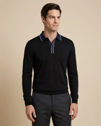 Camiseta Polo Classic Fit Perry Ellis CM00134 - Negro - Modelo plano americano lookbook