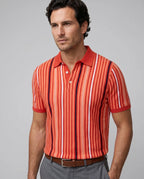 Camiseta Polo Sweater Rayas Classic Fit Perry Ellis CM00144 - Naranja - Modelo frente medio