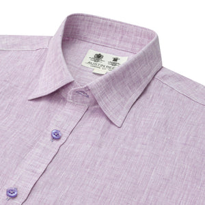 Camisa manga corta en Lino color Lila CS00663CA101