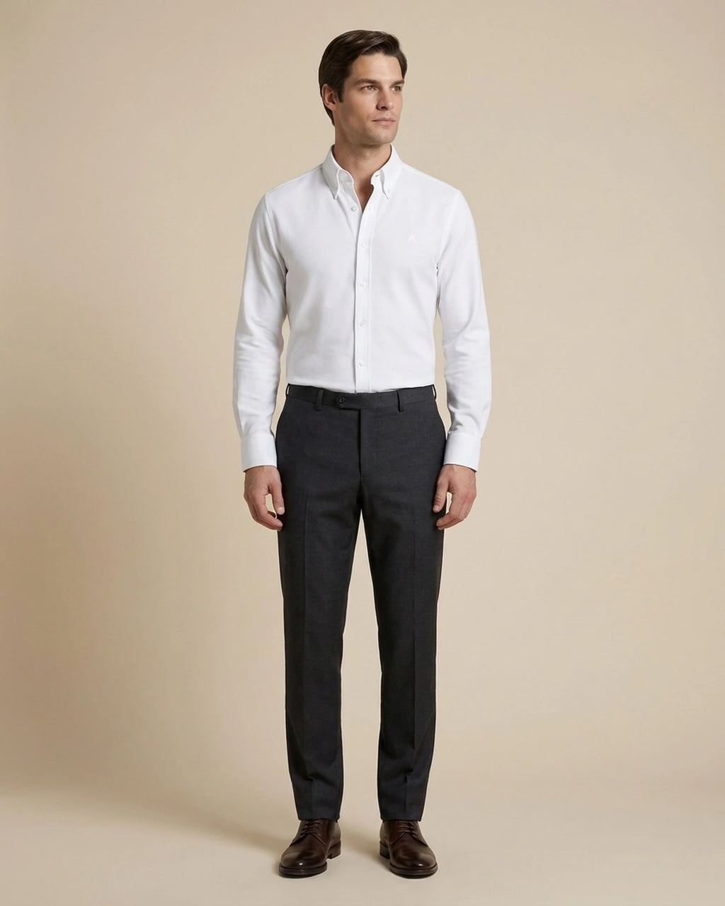 Camisa Sport Classic Fit Button Down Austin Reed CS00698K - Blanco - Modelo cuerpo completo