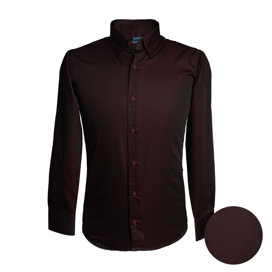 Camisa Sport Spread Collar Classic Fit Perry Ellis CS00699B - Cafe Oscuro - Frente ghost mannequin