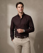 Camisa Sport Spread Collar Perry Ellis CS00699B - Cafe Oscuro - Modelo plano americano lookbook