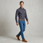 Camisa Sport Classic Fit Perry Ellis CS00848 - Azul Oscuro - Modelo cuerpo completo