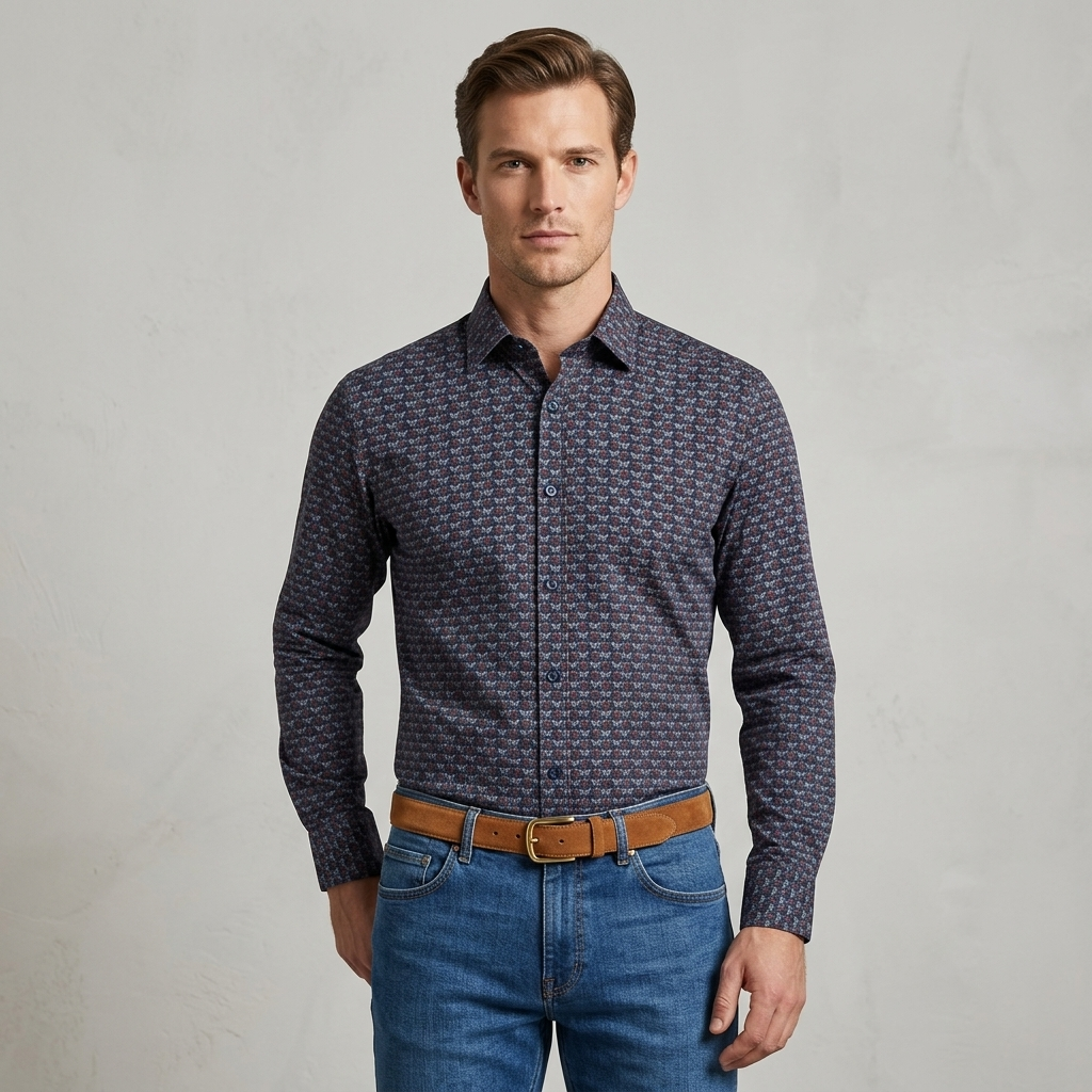 Camisa Sport Classic Fit Perry Ellis CS00848 - Azul Oscuro - Modelo