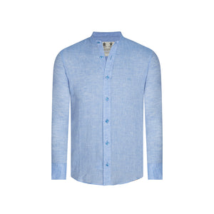 Camisa Cuello Neru en Lino color Azul Medio CS00875012