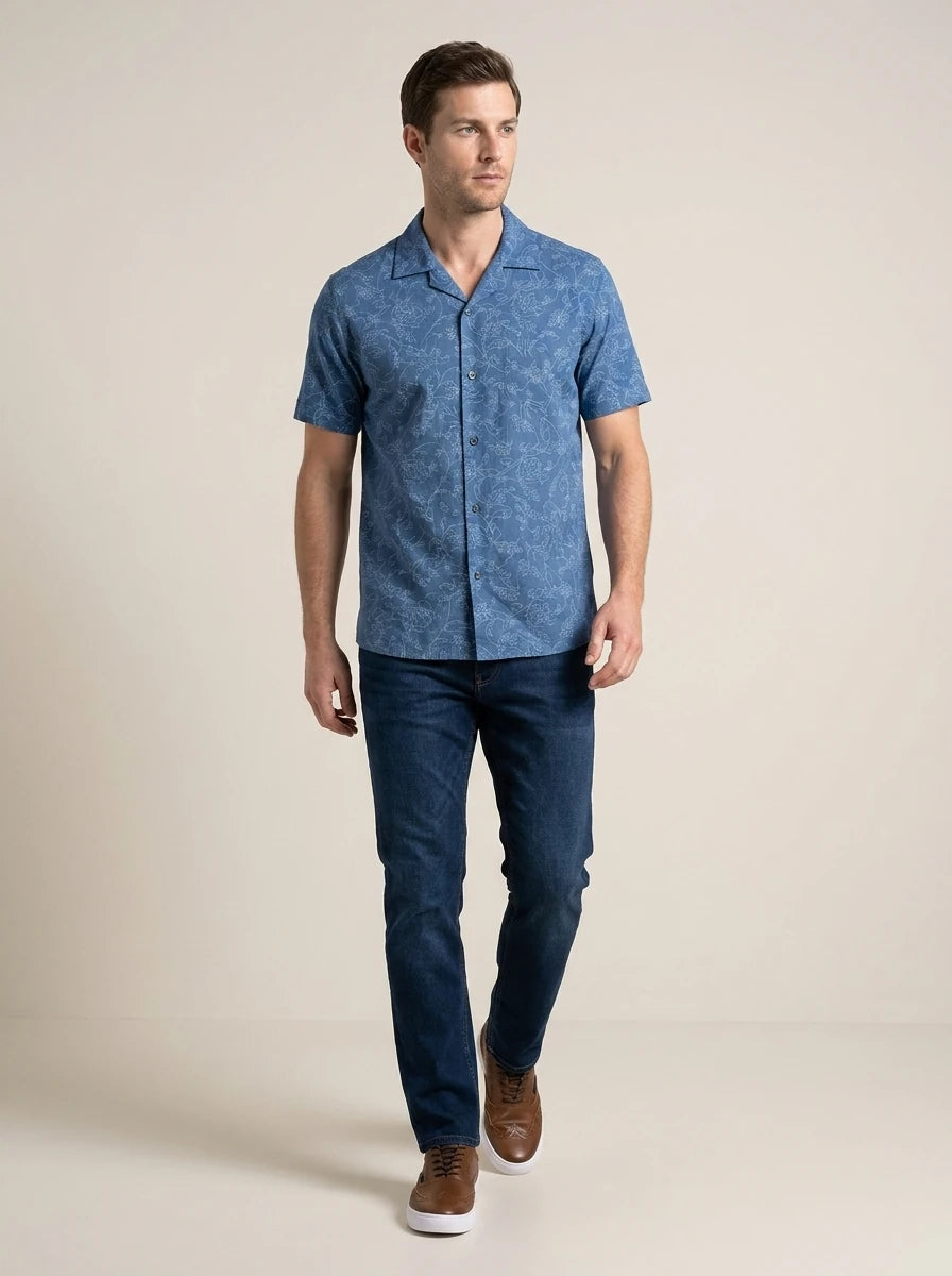Camisa Sport CS00895-013 Azul Oscuro estampado floral - vista 2