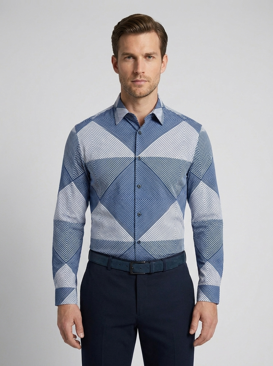 Camisa Sport Azul Medio Classic Fit Perry Ellis CS00902 Imagen principal del producto