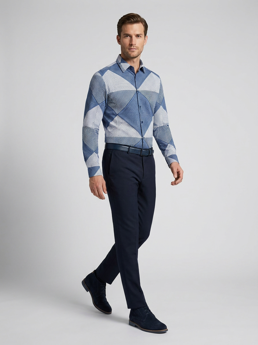 Camisa Sport Azul Medio Classic Fit Perry Ellis CS00902 Imagen secundaria del producto