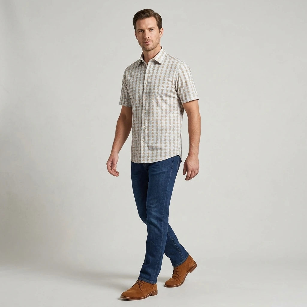 Camisa Sport CS00906-052 Habano estampado geometrico - vista 2