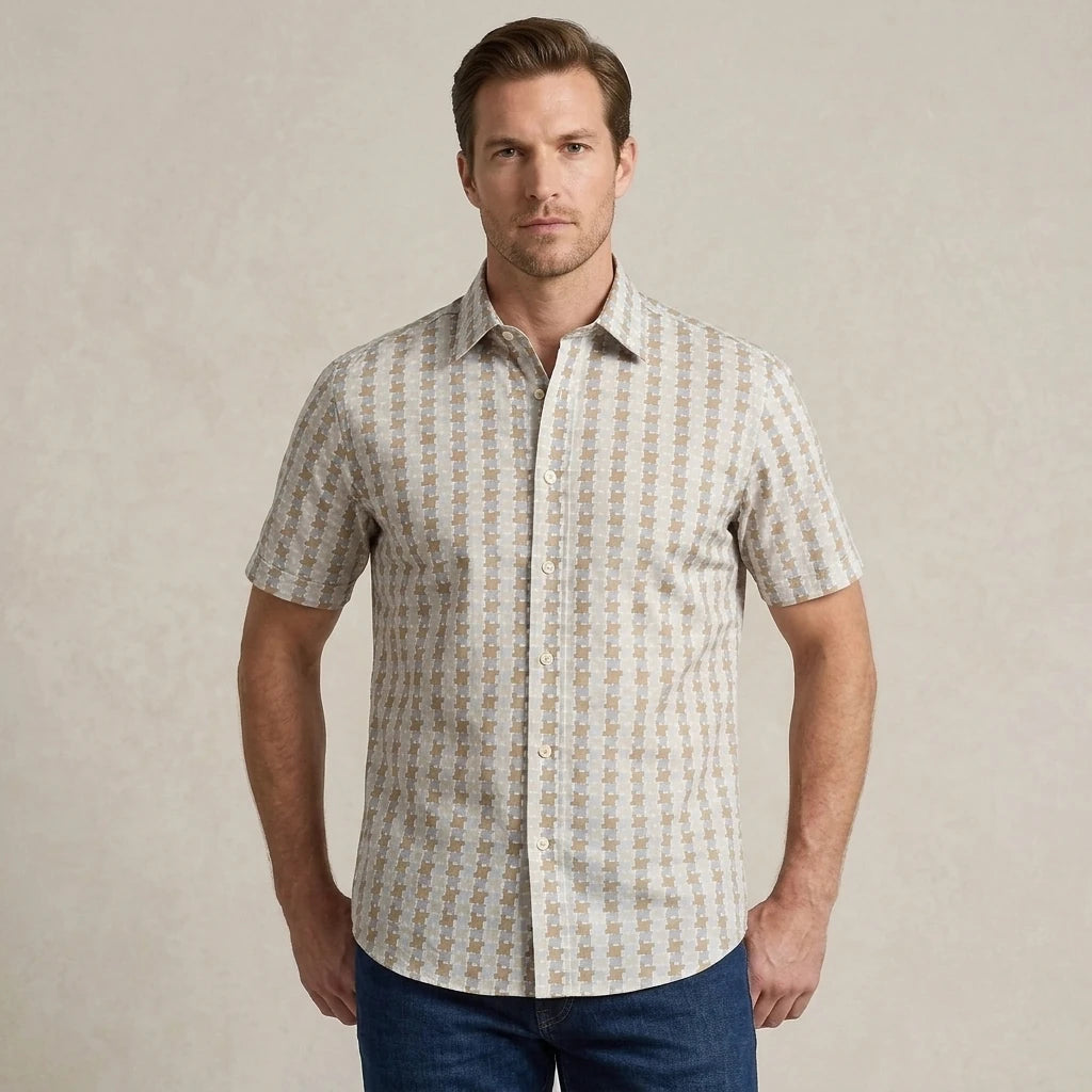 Camisa Sport CS00906-052 Habano estampado geometrico - vista 3