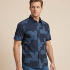 Camisa Sport CS00907-013 Azul Oscuro estampado geometrico - vista 3