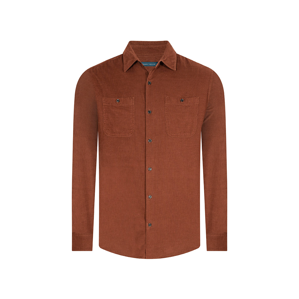 Camisa Sport Beige Classic Fit Perry Ellis CS00913 - Vinotinto - Frente ghost mannequin
